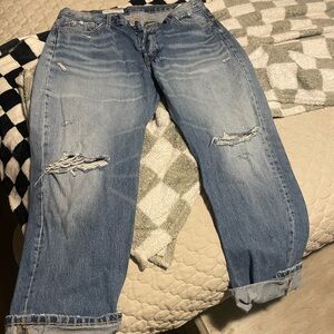 Zara Mid Wash Blue Denim Jeans with Contrast Stitching